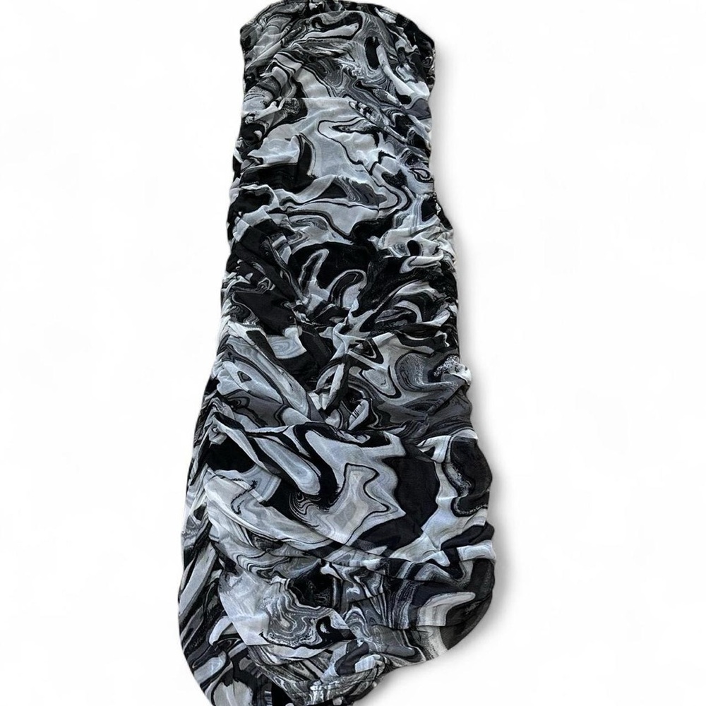 See You Monday Black and White Marble Body Con Dress